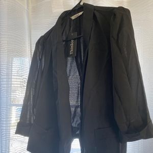 NWT black sheer chiffon blazer